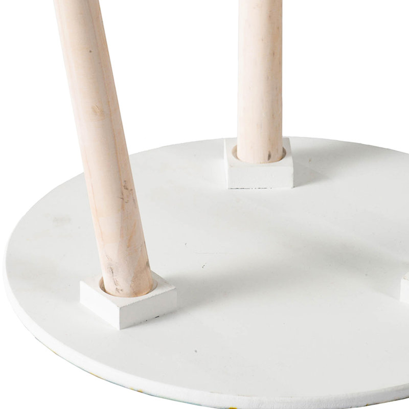 Ensemble de 2 tables d'appoint inspirées par la nature - Plateaux peints en blanc et bleu à motifs de fleurs de cerisier, pour salon, chambre, entrée. Plateaux décoratifs bleus.