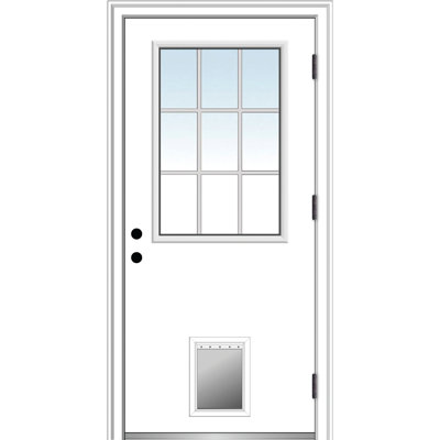 Porte d'entrée pré-suspendue en acier apprêté avec grilles internes