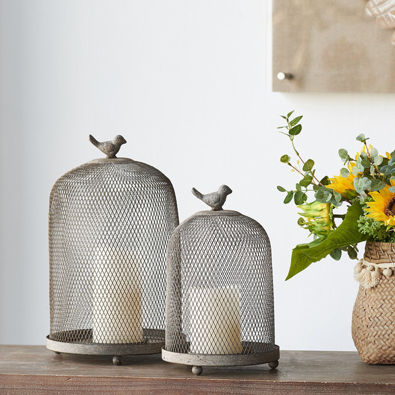 Bougeoirs fantaisistes avec couvre-oiseau et filet
