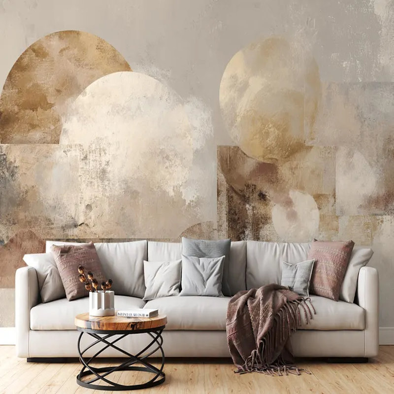 Modern Abstract Geometric Wall Mural, 96" L x 108" W