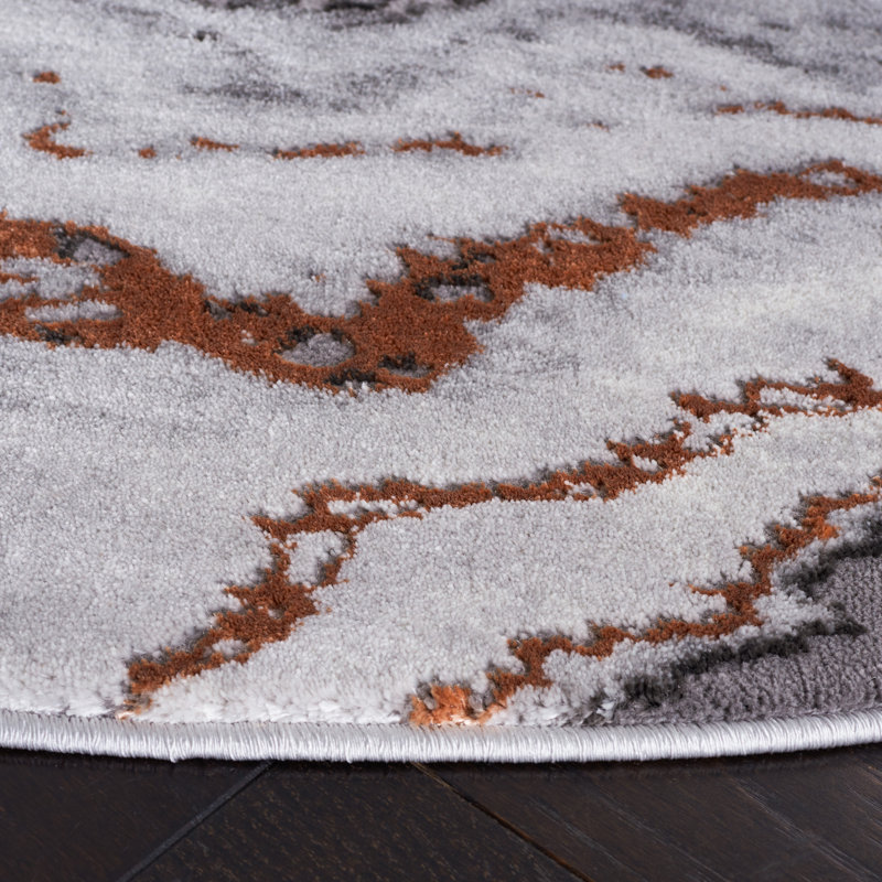 Swindle Abstract Gray/Blue Area Rug, Round 6'7"