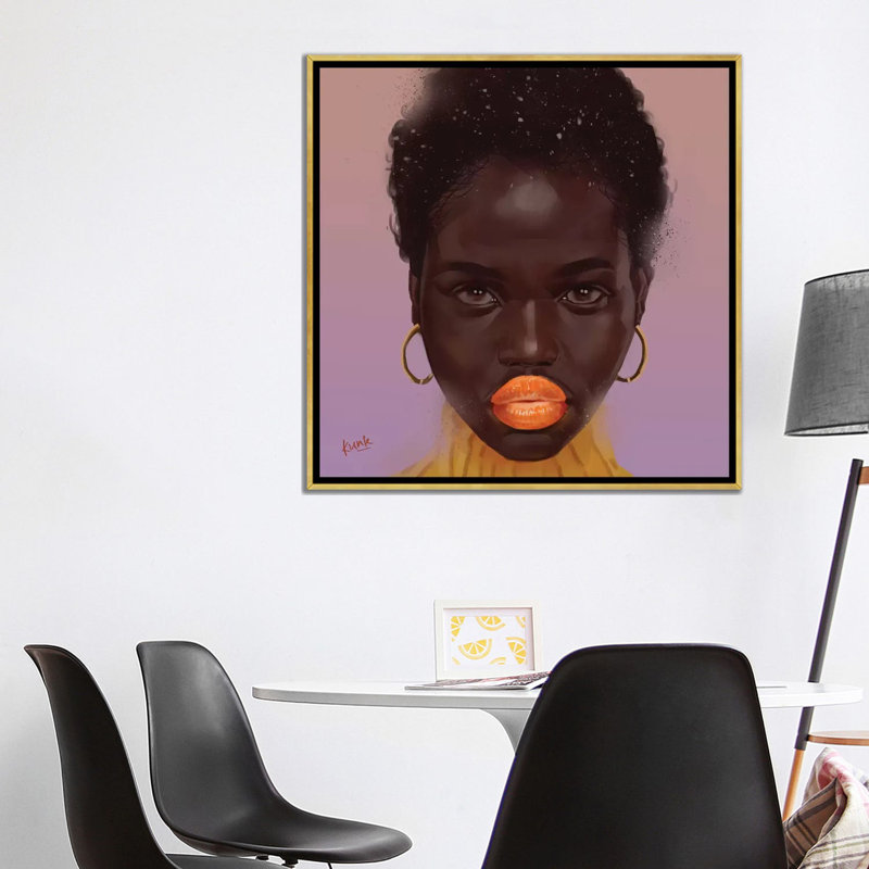 Tangerine par Adekunle Adeleke - reproduction d'art, H 37 po x l 37 po x P 1,5 po, Toile encadrée d'or, Pas de tapis