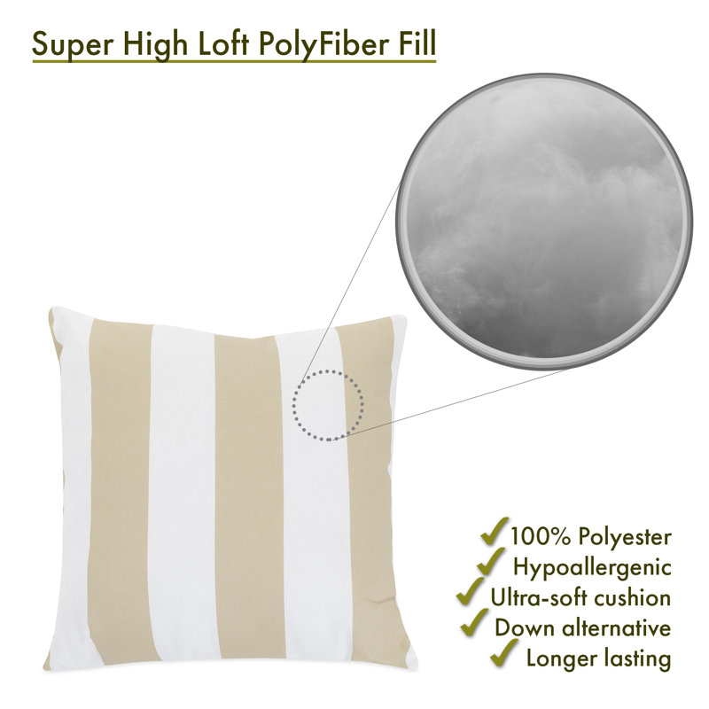 Coussin décoratif à rayures verticales, H 20 po x l 20 po, Sable
