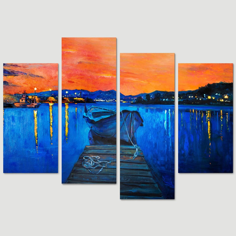 Coastal Beach Landscape Sunset Lake View 4 pièces