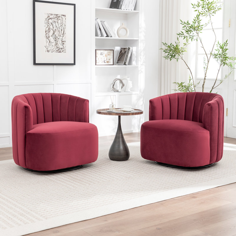 Fauteuil demi-tonneau pivotant Stanford, Rouge