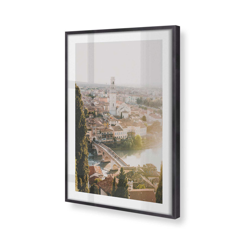 Scène panoramique imprimée, sans cadre, Cadre simple en zinc patiné, H 15,25 po x l 12,25 po x P 1,25 po