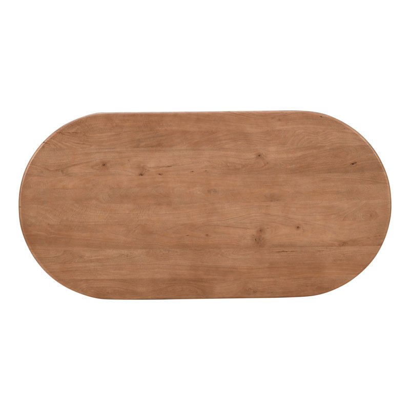 Breck 84" Brown Solid Wood Mid-Century Modern Dining Table