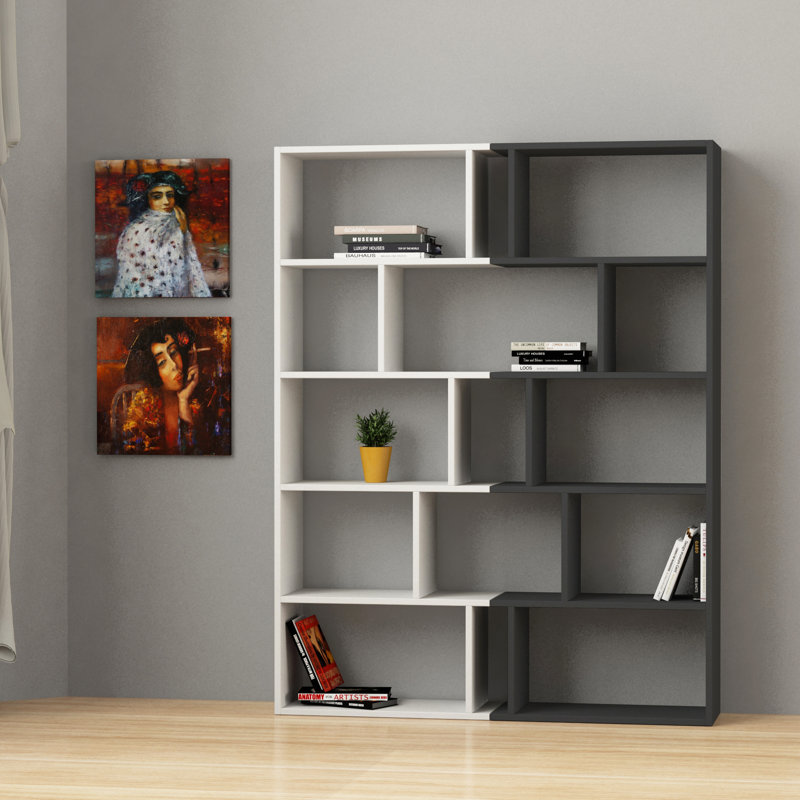 Geometric Bookcase, White/Antracite