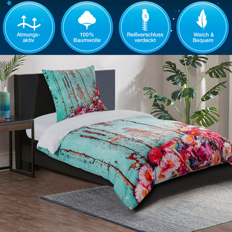 Cotton Floral Duvet Cover Set with Pillowcases Included