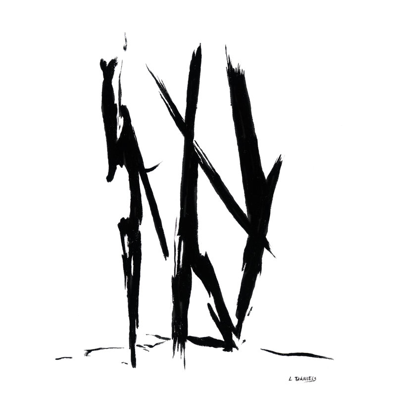 Sœurs par Lisa Daniels - Peinture, Papier avec cadre noir, H 31,25 po x l 25,25 po