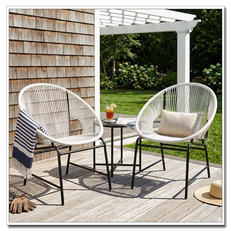 Ensemble de chaises de patio en osier, Blanc
