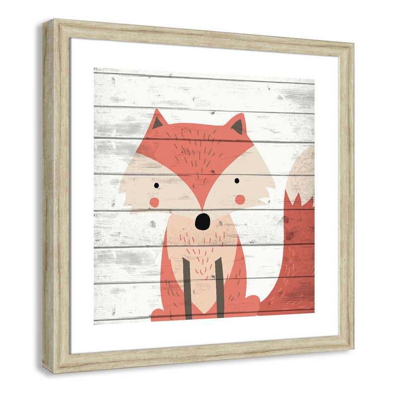 Woodland Creatures 1' Wall Decal, Beige Flat Framed, 22.5" H x 22.5" W x 0.6" D