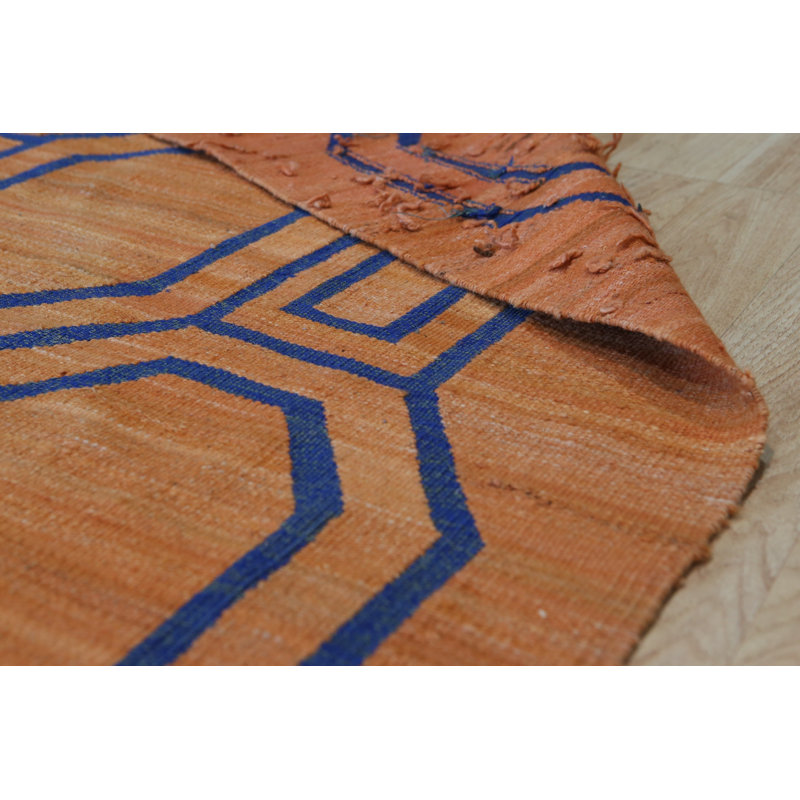 Derron Comfortable Brown Flatweave Wool Area Rug