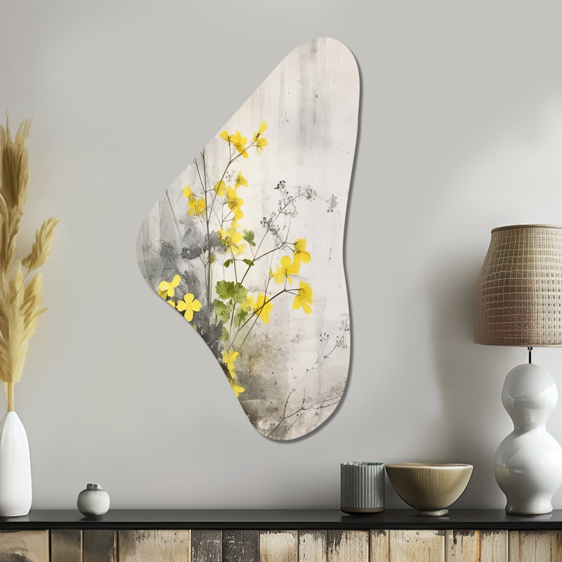 Naim - art mural asymétrique en métal floral Boomerang, H 39 po x l 21 po