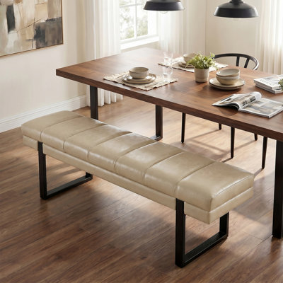 Anahli 52.5'' Wide Channel Tufted Design Vegan Leather Bench