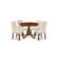 L'ensemble de salle à manger 5 pièces comprend une table de salle à manger ronde avec piédestal et 4 chaises Parson rembourrées en lin crème, acajou-974126845-974126842-1060232974