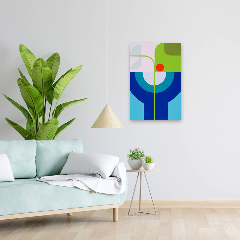 Courir vers le soleil 4 - Art moderne Mid-Century abstrait, H 24 po x l 16 po