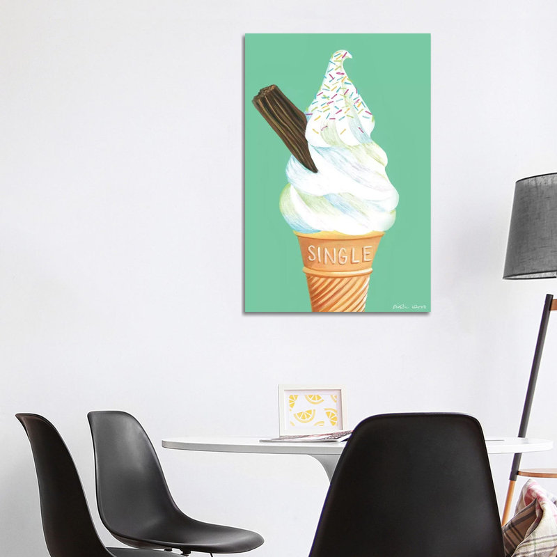 Ice Cream On Mint by Kirstin Wood - Wrapped Canvas Print, 101.6 cm H x 66.04 cm W x 1.91 cm D
