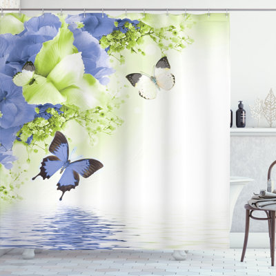 Floral Shower Curtain with Hooks Included