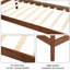 Lit plateforme en bois de noyer avec tête de lit et support à lattes ferme pour tête de lit simple, base colorée