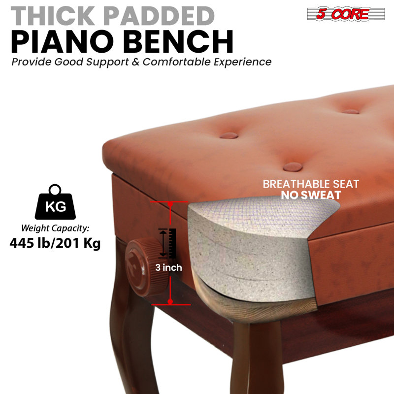 Chaise 5 pièces pour piano 5 pouces, Marron clair