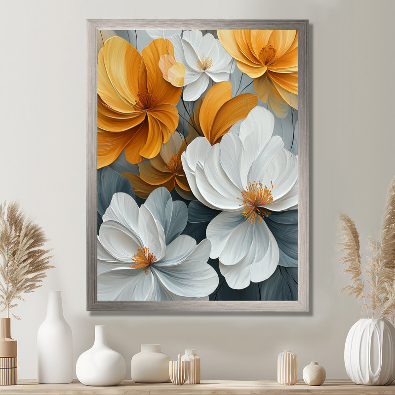 Molique - Floral Wall Art, H 32 po x l 24 po, Reproduction encadrée sans passe-partout, Argent argent