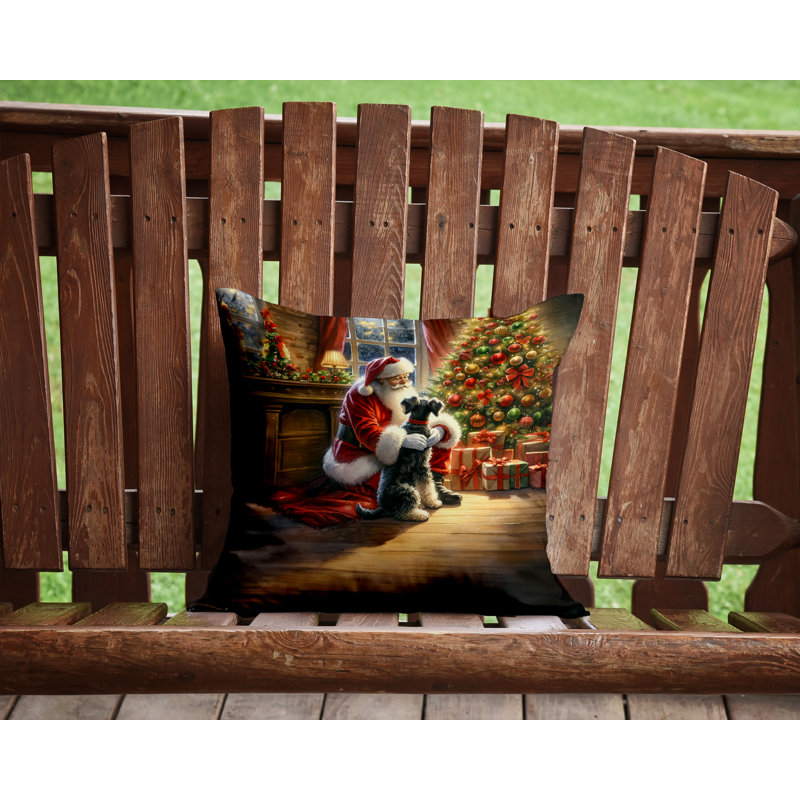 Coussin Schnauzer and Santa Claus, H 14 po x l 14 po