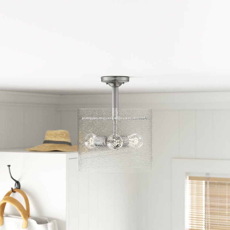 Weccacoe Glass Semi Flush Mount, Brushed Nickel