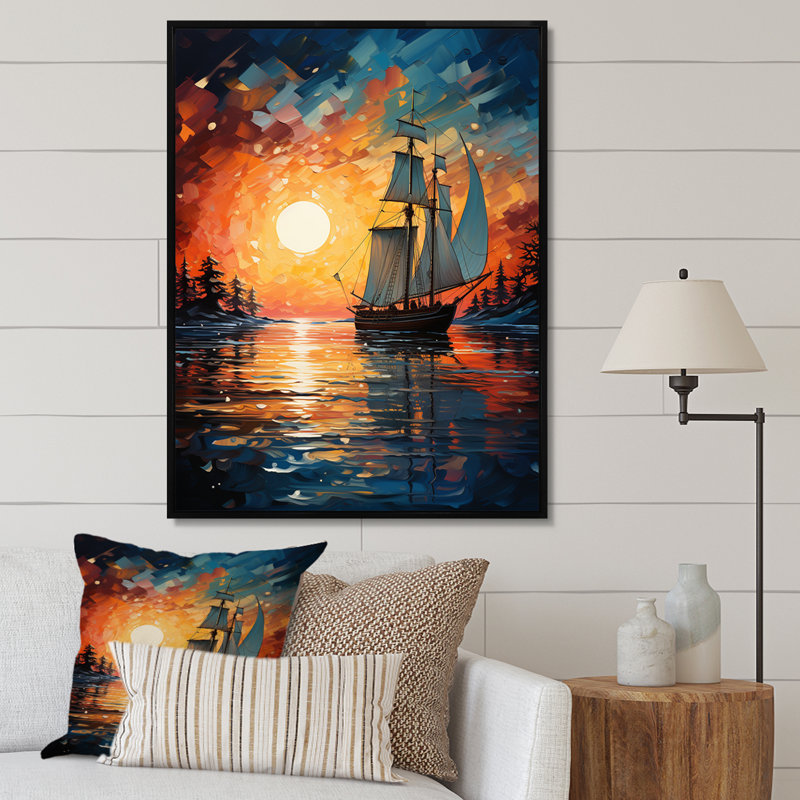 Voilier «Seafaring Dreams II» sur toile, L 12 po x H 20 po, Cadre flottant noir