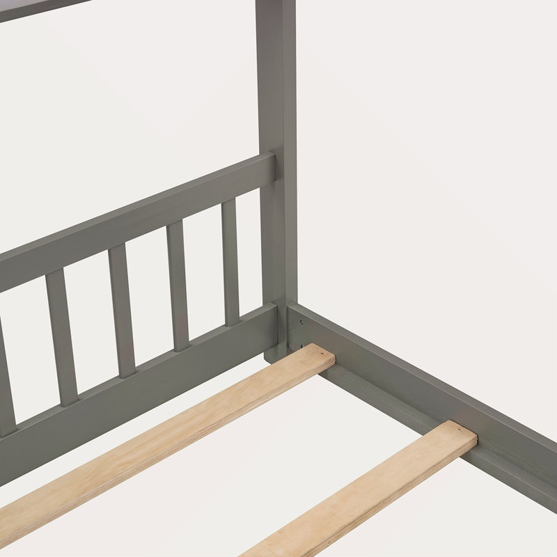 Lit en bois House House, Gris, Lit double