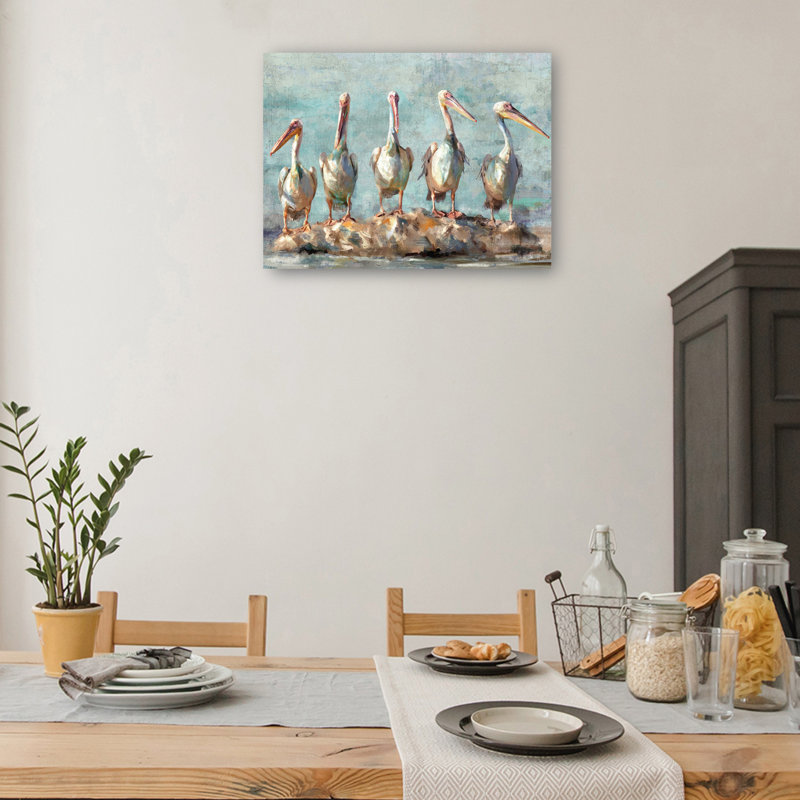 Pelican Pause by Studio Arts Canvas Art Print, Wrapped Canvas, 36" W x 27" H