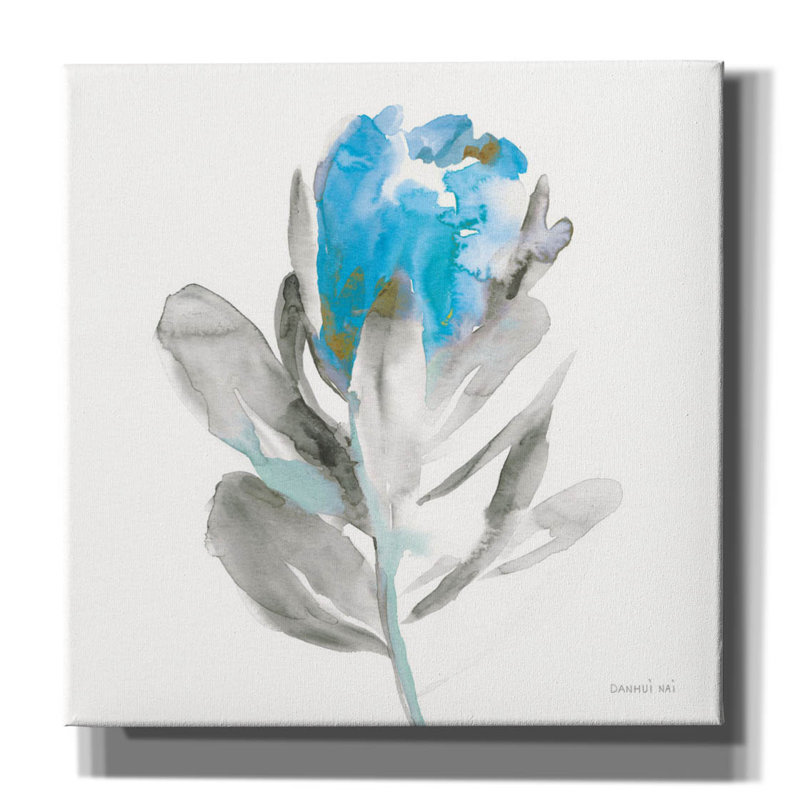 «Spirit Flower 1 Blue C» par Danhui Nai, art mural sur toile, H 12 po x l 12 po