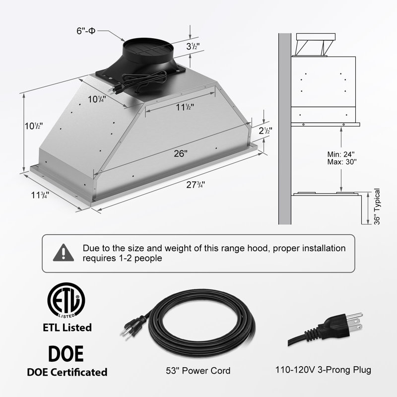 Hotte intégrée de 30 po, 900 pi³ / min, convertible à conduit / sans conduit, 4 vitesses ultra-silencieuses, contrôle à distance / tactile / geste, arrêt différé, minuterie, filtre à chicane en acier inoxydable allant au lave-vaisselle, filtre à charbon, lumières DEL réglables, argent