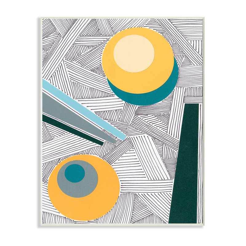 Abstrait géométrique moderne avec cercles asymétriques, H 15 po x l 10 po, Plaque murale