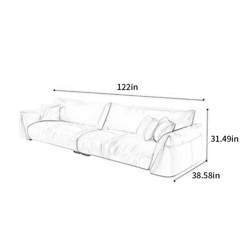 Canapé moderne simple de style crème, 4, H 31,49 po x l 122 po x P 38,58 po