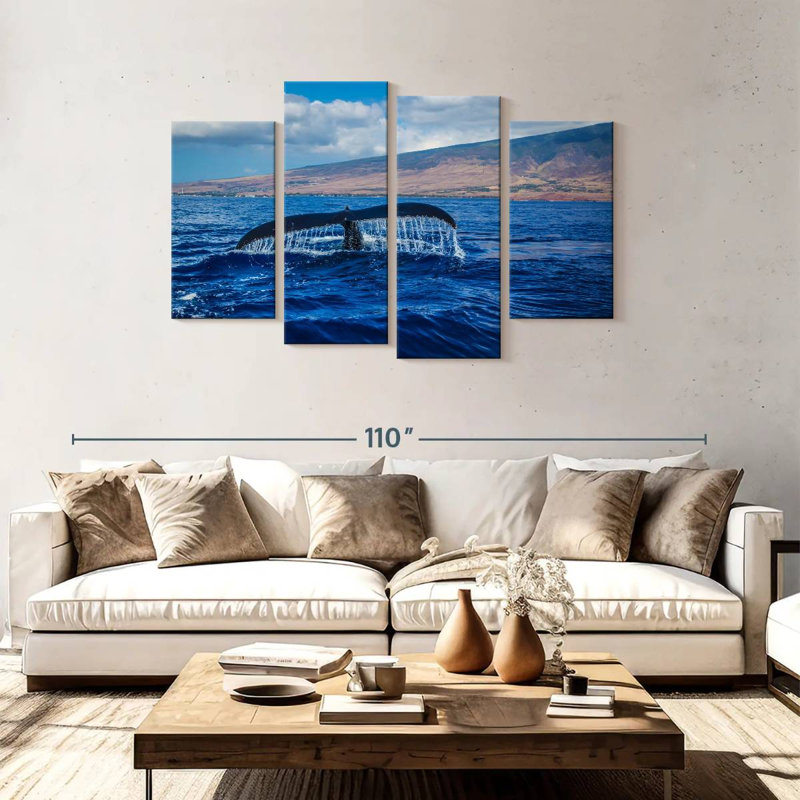 Baleine Brampt au coucher du soleil, H 48 po x l 75 po
