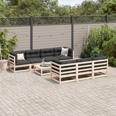  Patio Sofa Set Anthracite Solid Pine Wood Large Modular