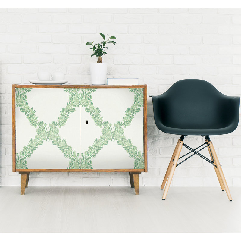 Wreath Vinyl Peel & Stick Wallpaper Double Roll, Jade