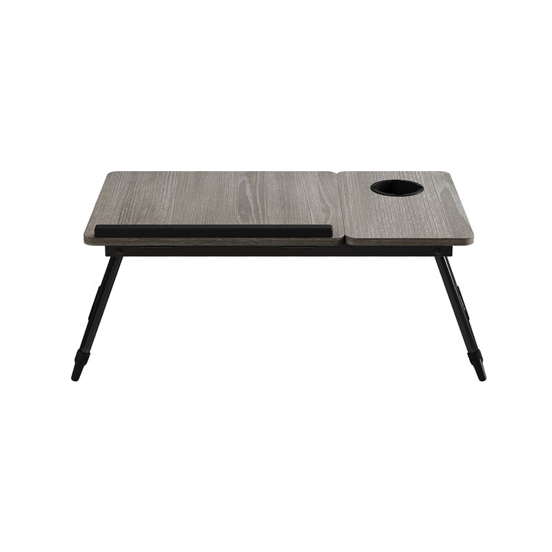 Metal Base Computer Desk, Dark Nature Wood/Black