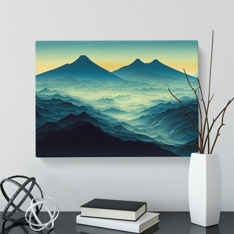 Blissful Mountain Sunrise - Wrapped Canvas Painting, 35cm H x 50cm W x 3cm D