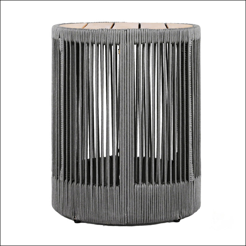 Outdoor Rattan Rope & Acacia Wood Side Table - Patio Balcony Furniture, Weather-Resistant Design For Garden, Yard, And Balcony