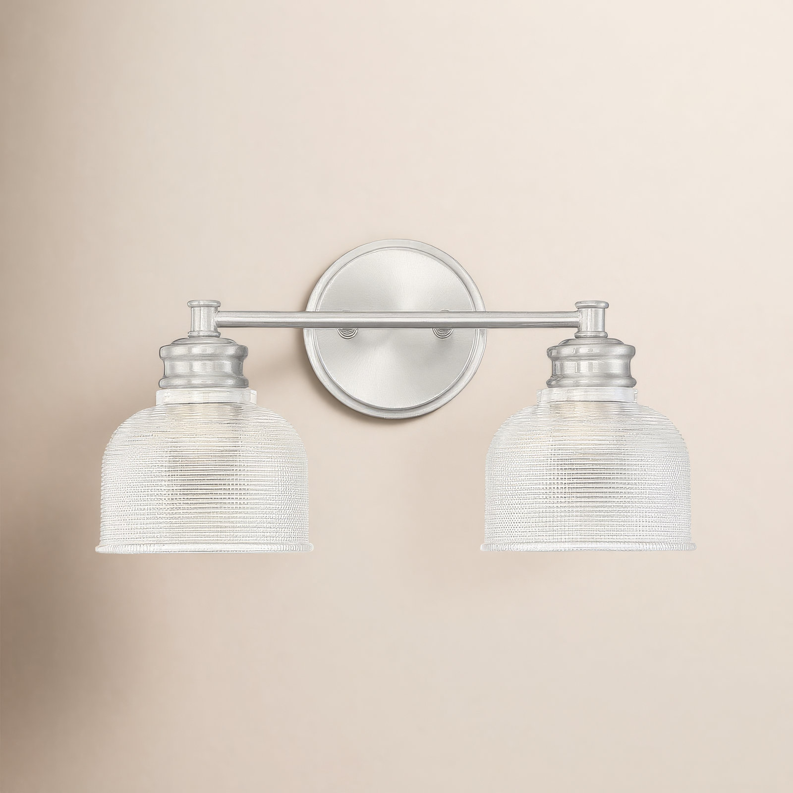 Besima 2 Light Ribbed Dimmable Vanity Light, Brushed Nickel