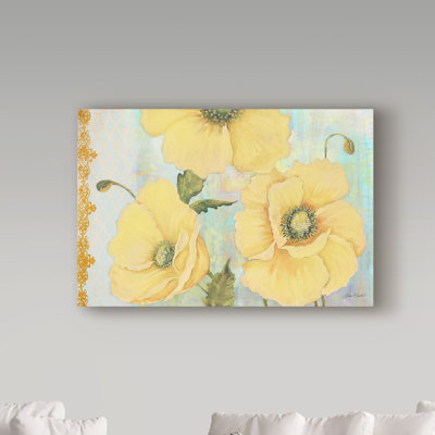 Deagen «Yellow Poppies on Aqua», reproduction sur toile tendue