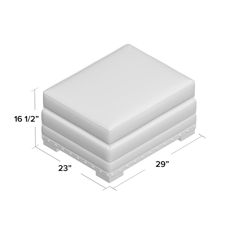 Cantor 29" Rectangle Standard Ottoman, Cream Chenille 1345-002, Blanca