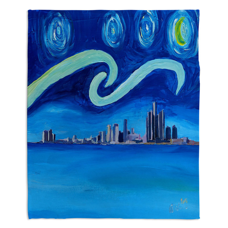  Couverture Starry Night Detroit Skyline, 68 po x 80 po