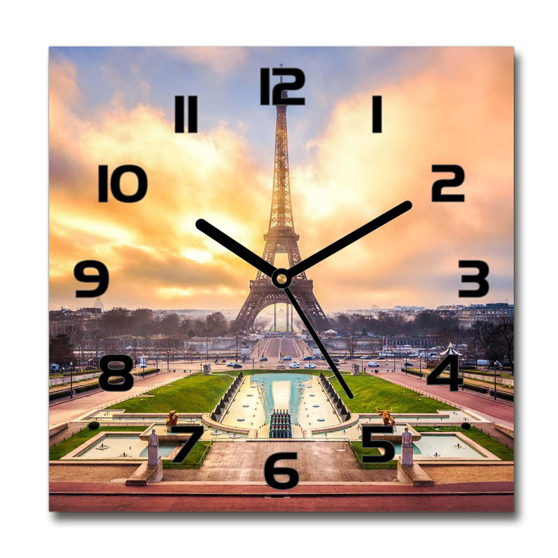 Hershell Glass Wall Clock, Black/Orange/Green