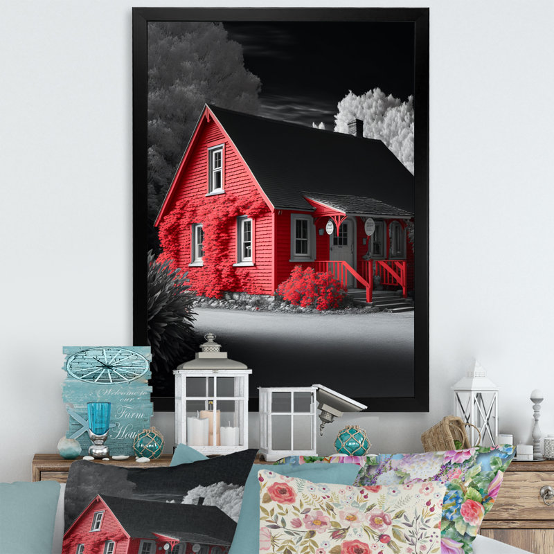 Château rouge dans la campagne de Schlusser III - reproduction sur toile, L 24 po x H 32 po
