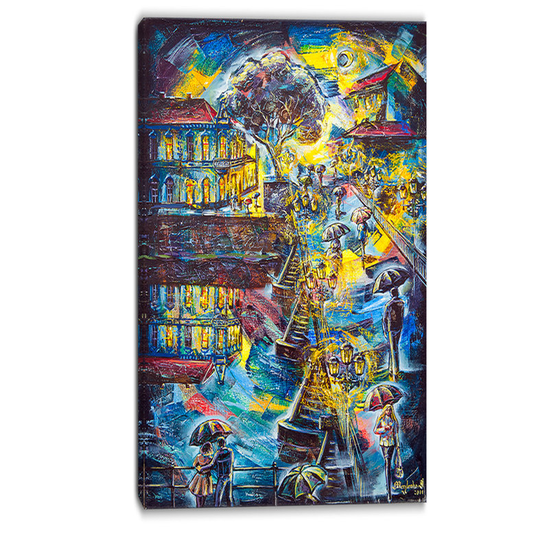 Cityscape night city, impression sur toile tendue, H 32 po x l 16 po