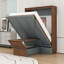 Lit escamotable double en bois avec bureau pliable-144922828