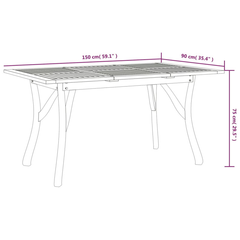 Solid Wood Patio Dining Set Table,